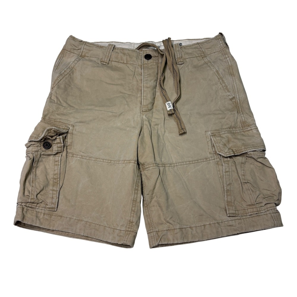 VTG Y2k Abercrombie & Fitch Mens Cargo Shorts Tan Khaki Cotton Size 36X10